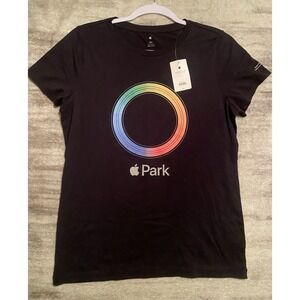 Apple Park Visitor Center Infinity Loop Apple Park T-Shirt Black Rainbow Women M